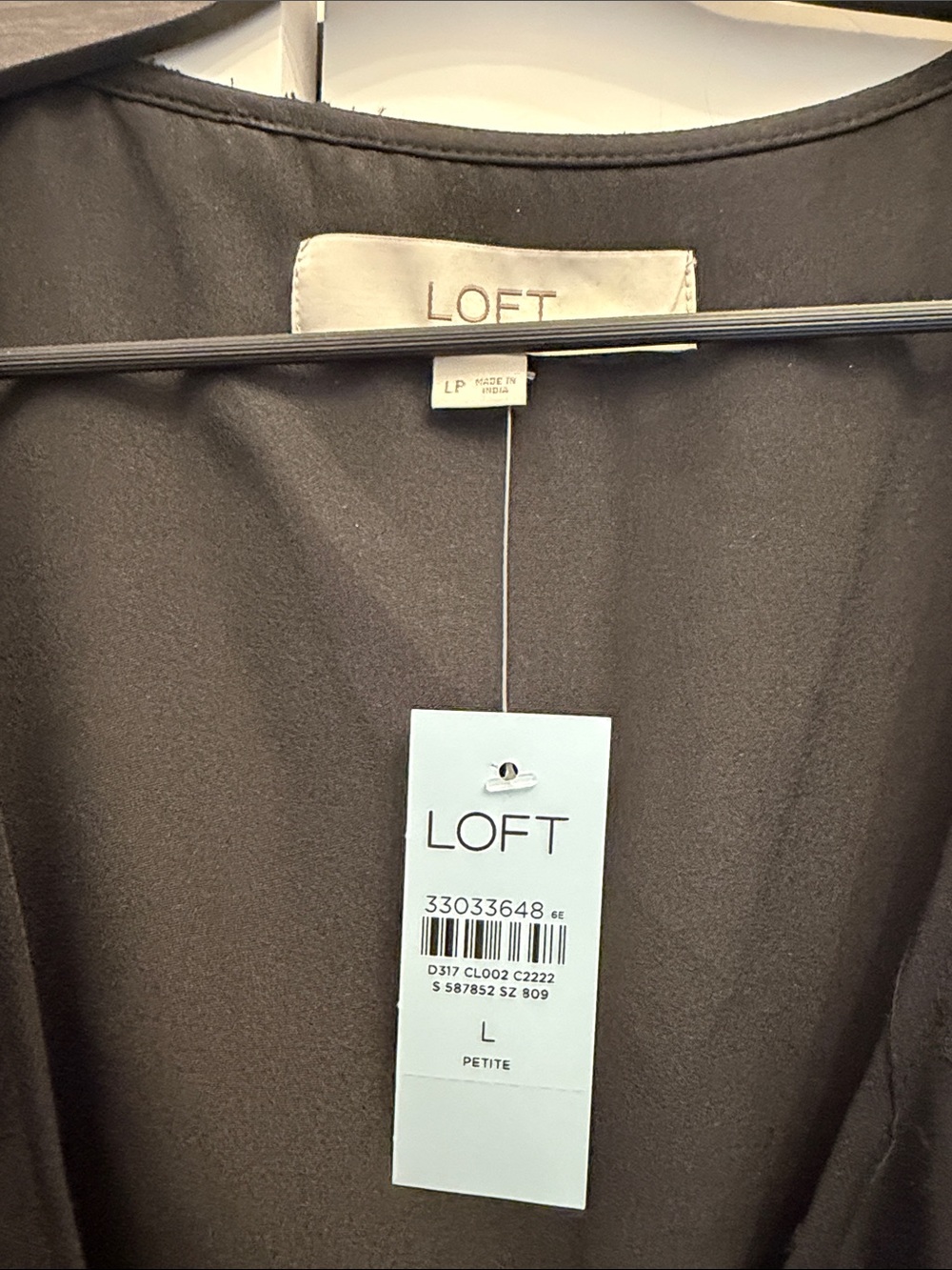 LOFT Black Wrap Midi Dress with Ruffle Sleeves - Picture 3 of 3